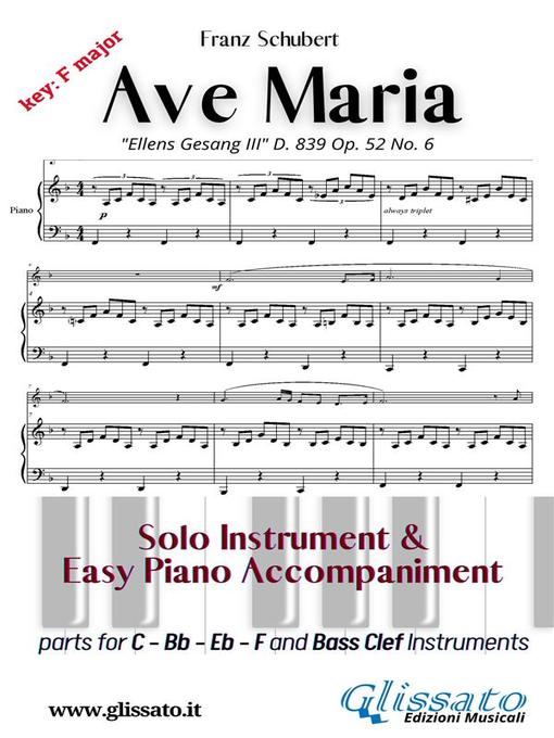 Cover image for Ave Maria (Schubert)--Solo & Easy Piano (key F)
